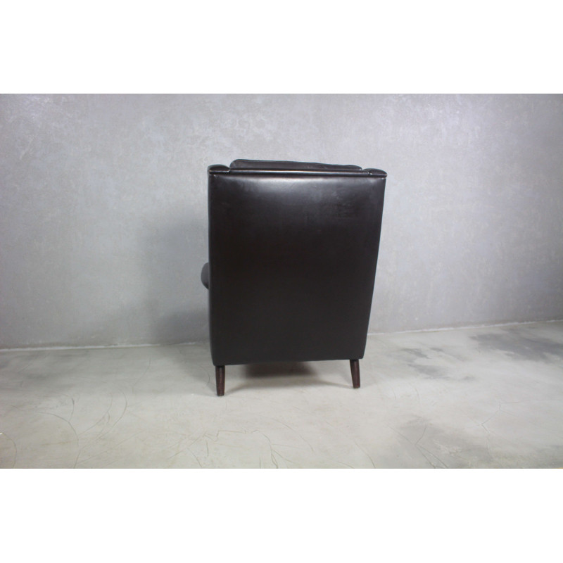 Vintage Sessel aus schwarzem Leder von Georg Thams, Dänemark 1960