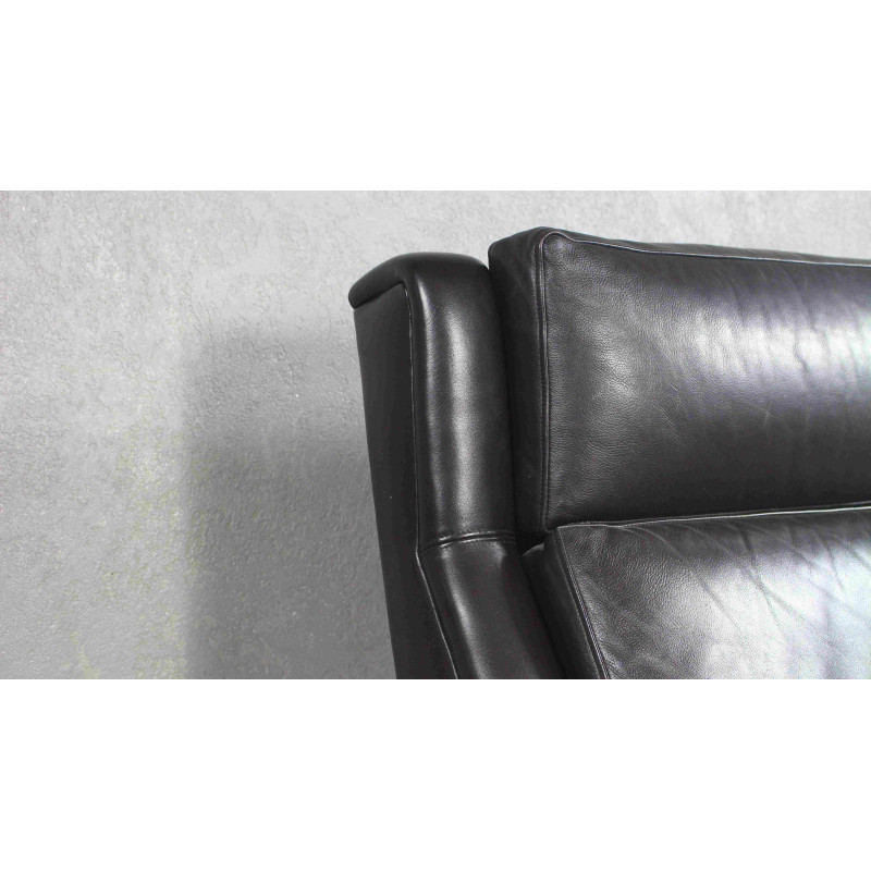 Vintage black leather armchair by Georg Thams, Denmark 1960s