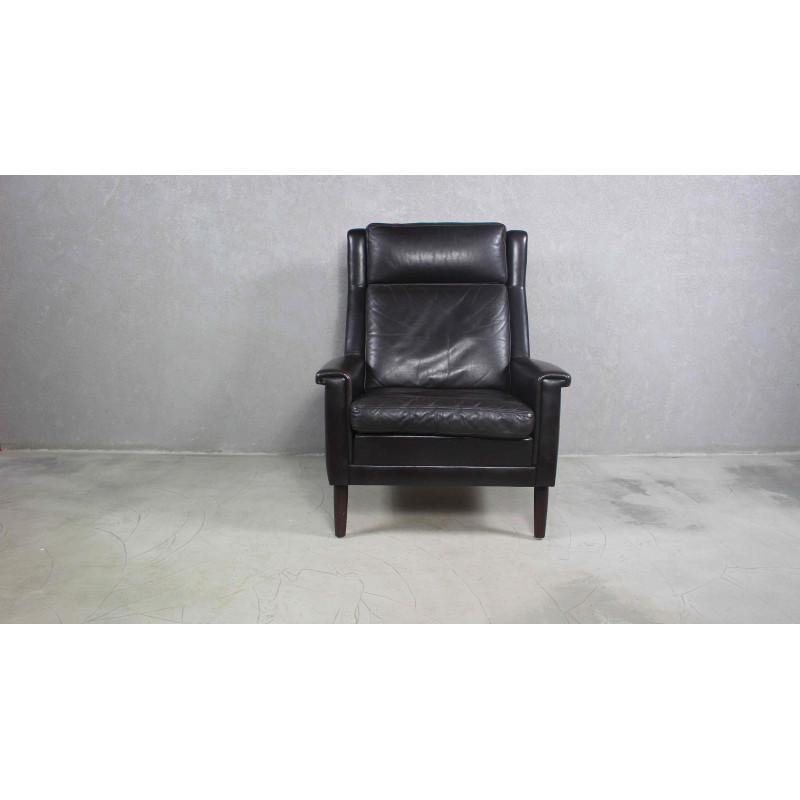 Vintage black leather armchair by Georg Thams, Denmark 1960s