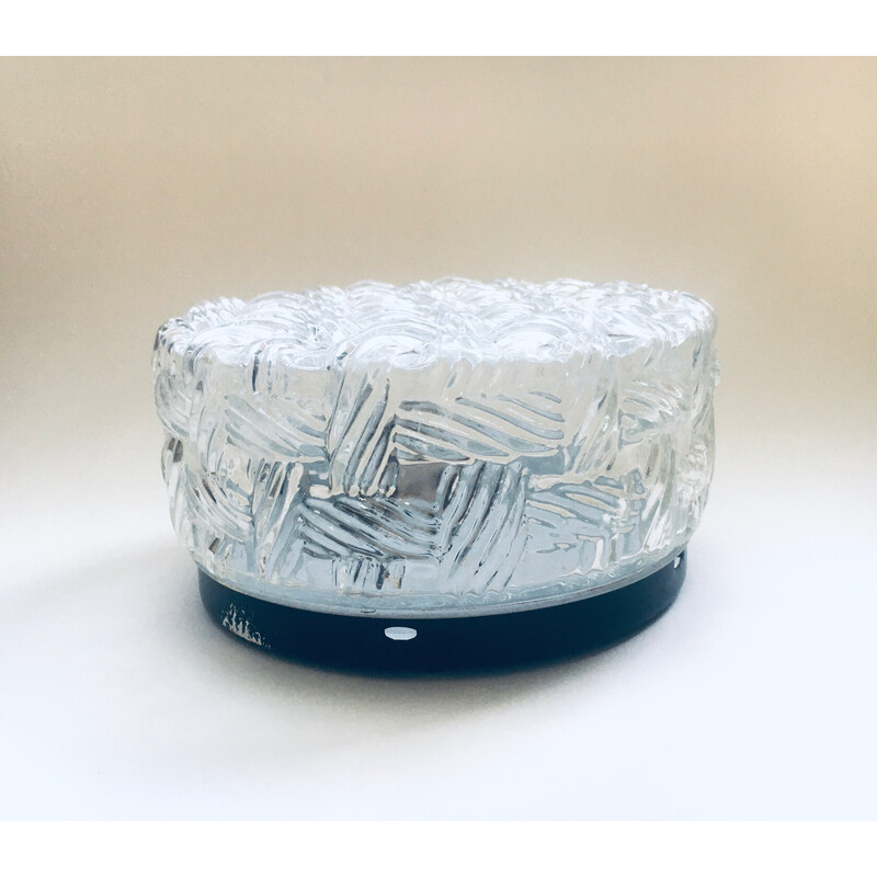 Vintage Mcm cord pattern glass wall lamp, Germany 1960s