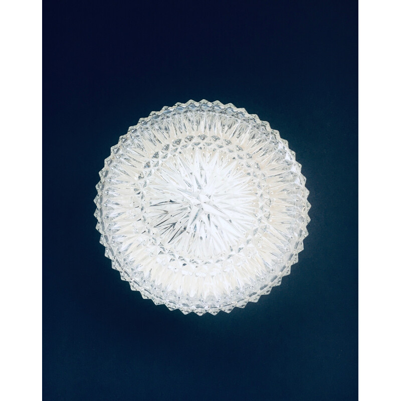 Vintage Mcm kristal patroon glazen wandlamp, Engeland 1970