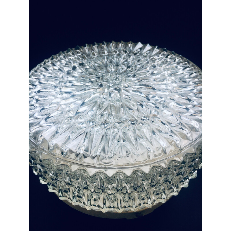 Applique vintage Mcm en verre à motif cristal, Angleterre 1970