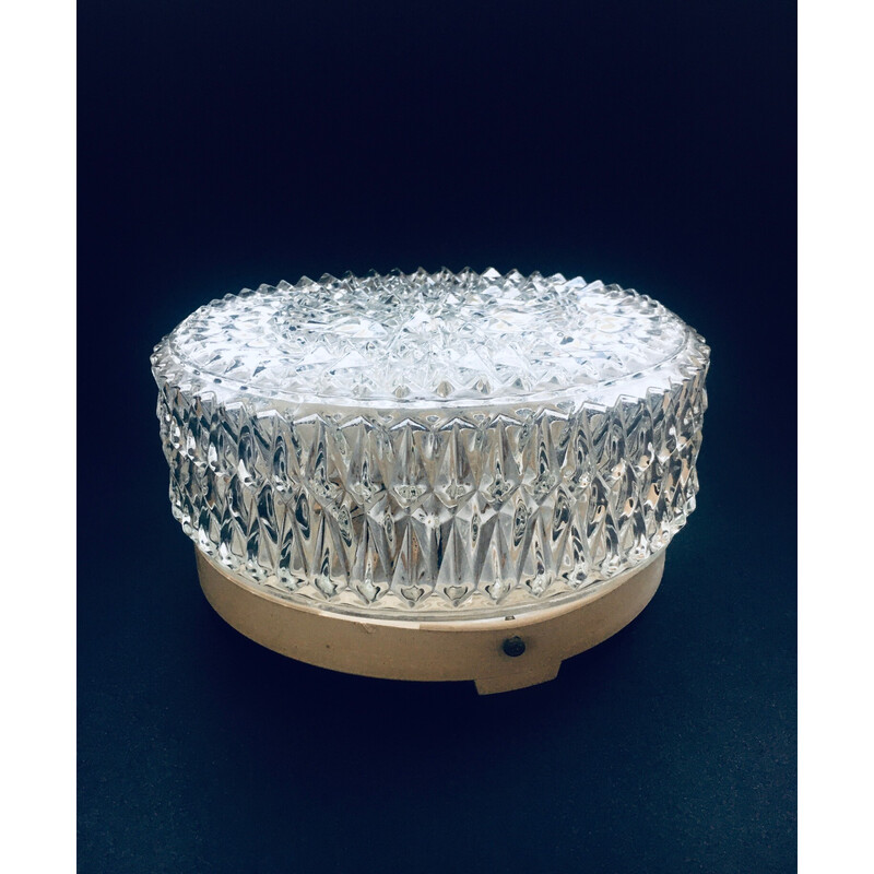 Vintage Mcm Wandlampe aus Kristallglas, England 1970er