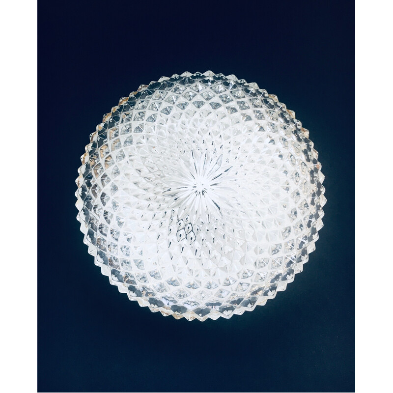 Lampada da parete rotonda in cristallo vintage di Massive, anni '70