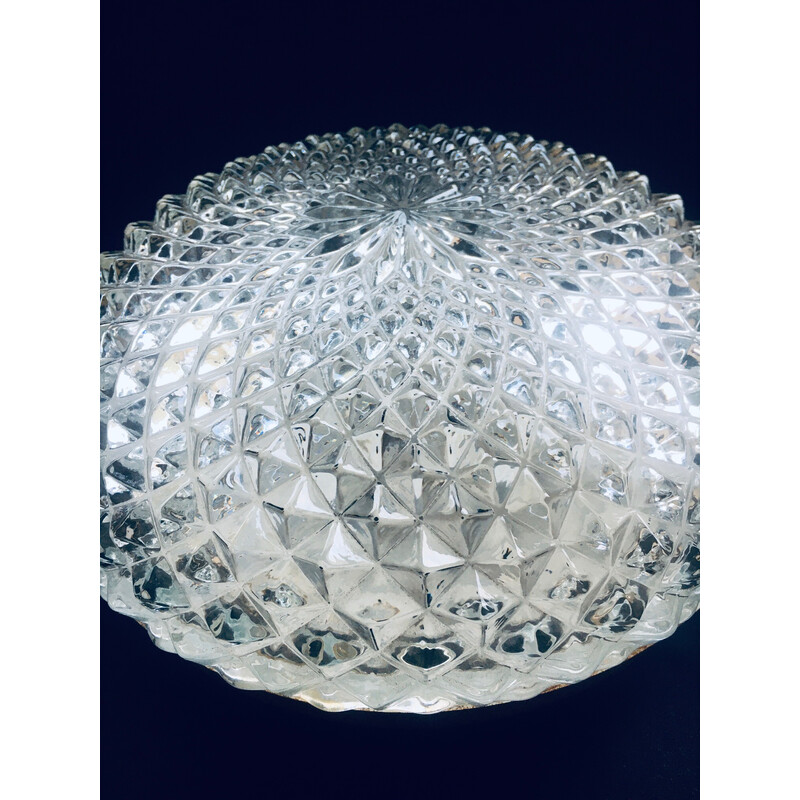 Vintage round crystal glass wall lamp by Massive, 1970s