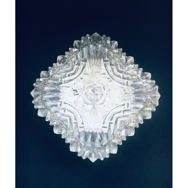 Vintage ice crystal glass wall lamp, Germany 1960s