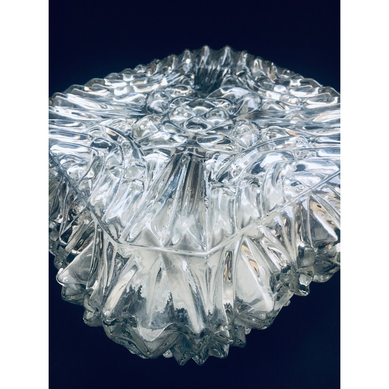 Vintage ice crystal glass wall lamp, Germany 1960s
