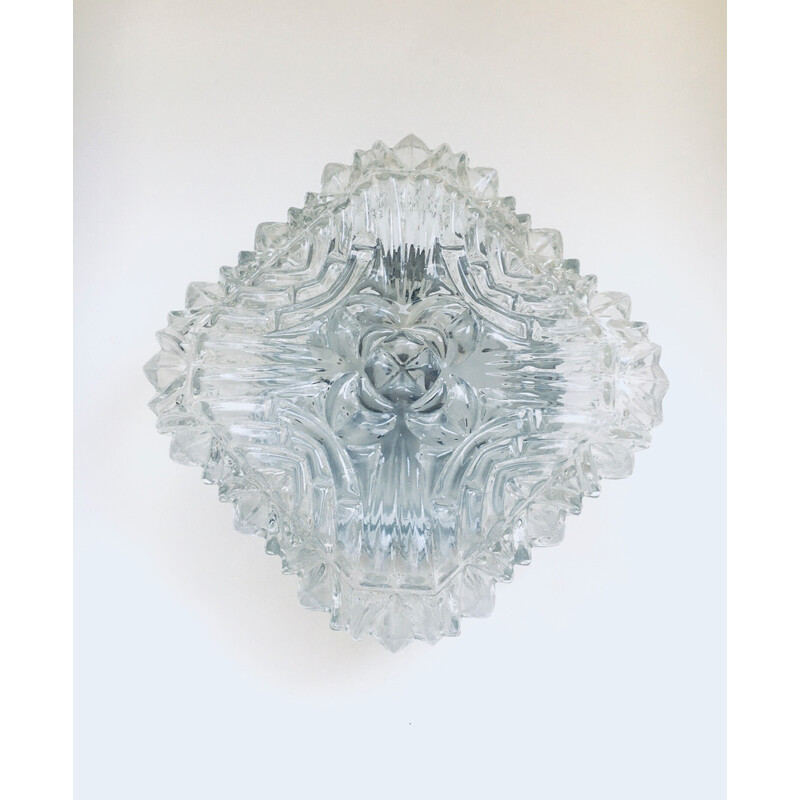 Vintage ice crystal glass wall lamp, Germany 1960s