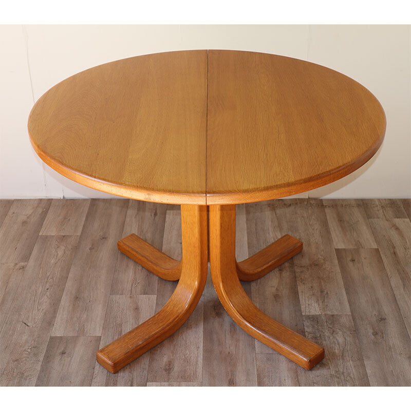 Table extensible vintage en chêne massif, 1970