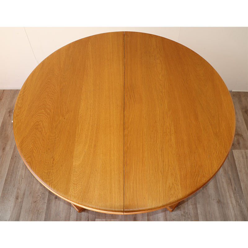 Vintage solid oakwood extension table, 1970