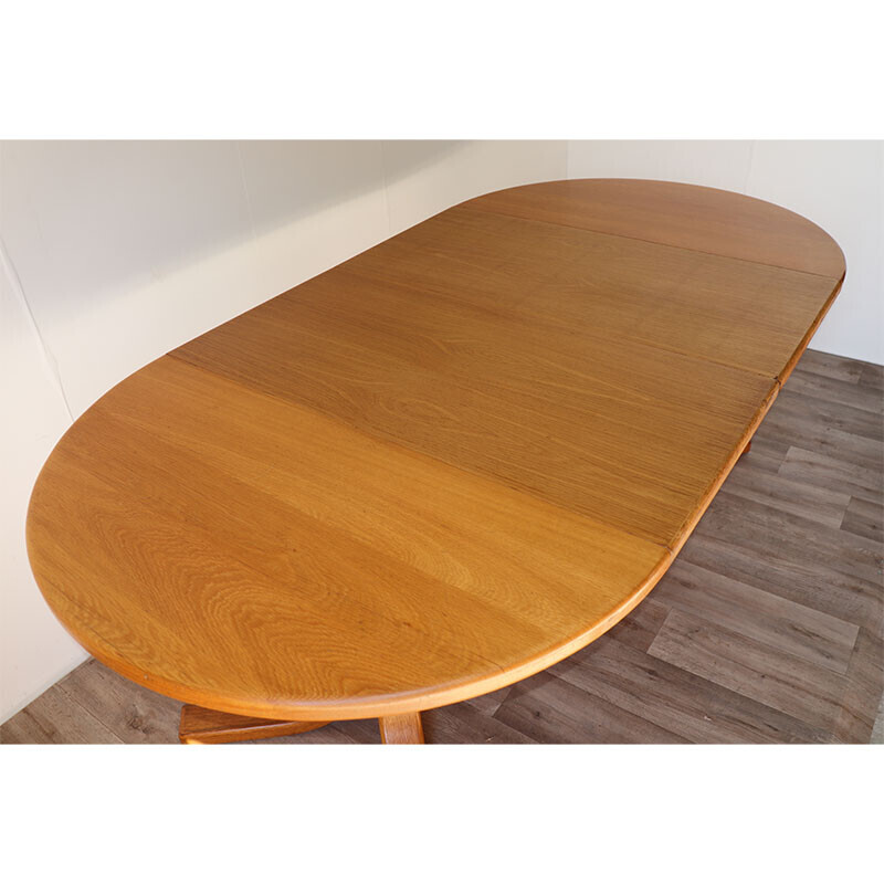 Vintage solid oakwood extension table, 1970