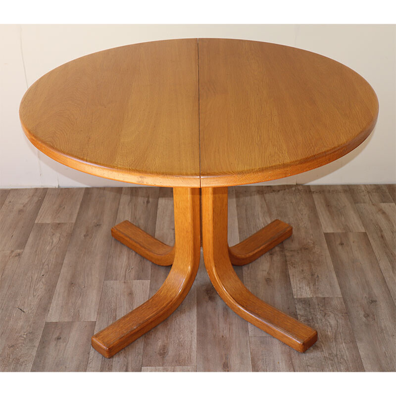 Table extensible vintage en chêne massif, 1970