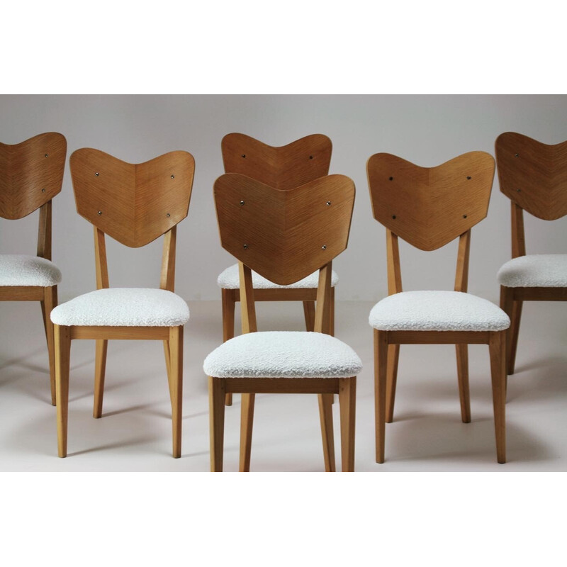 Set von 6 Vintage-Stühlen Modell "Herz" von René-Jean Caillette, Frankreich 1950