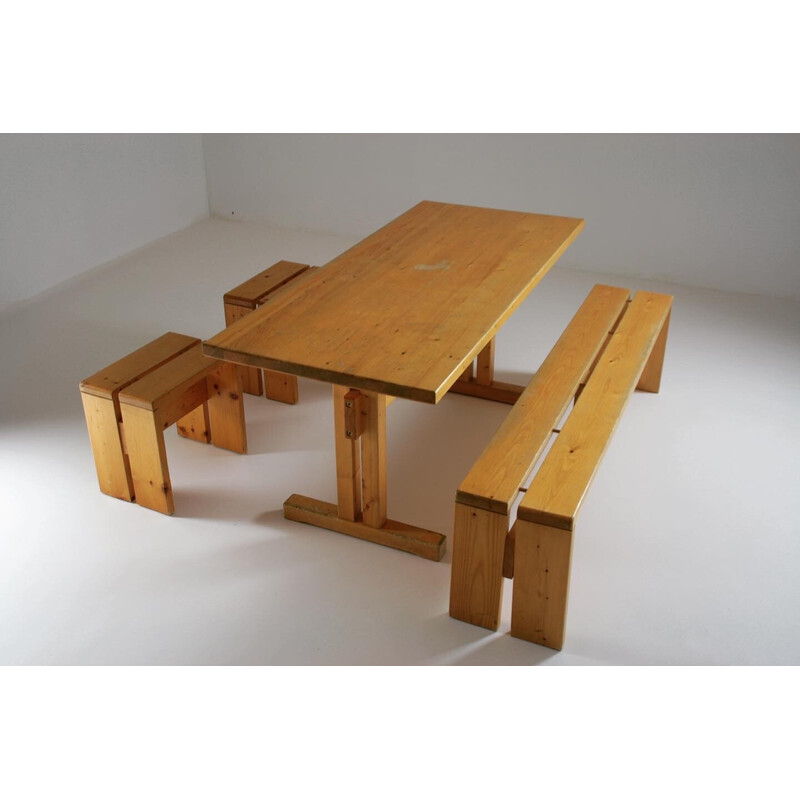 Vintage dining set Les Arcs by Charlotte Perriand, France 1960