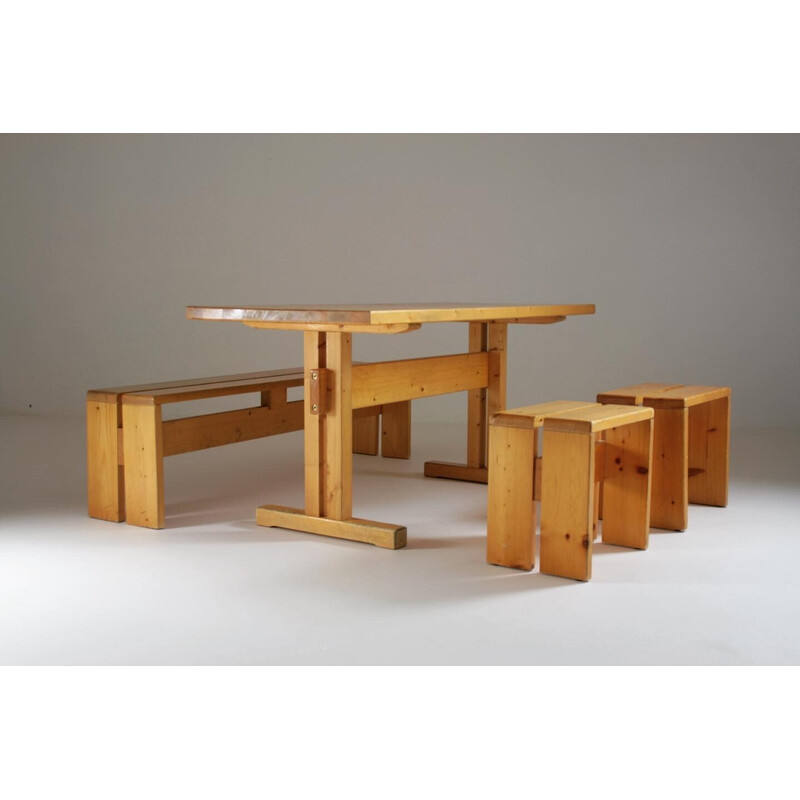 Vintage dining set Les Arcs by Charlotte Perriand, France 1960