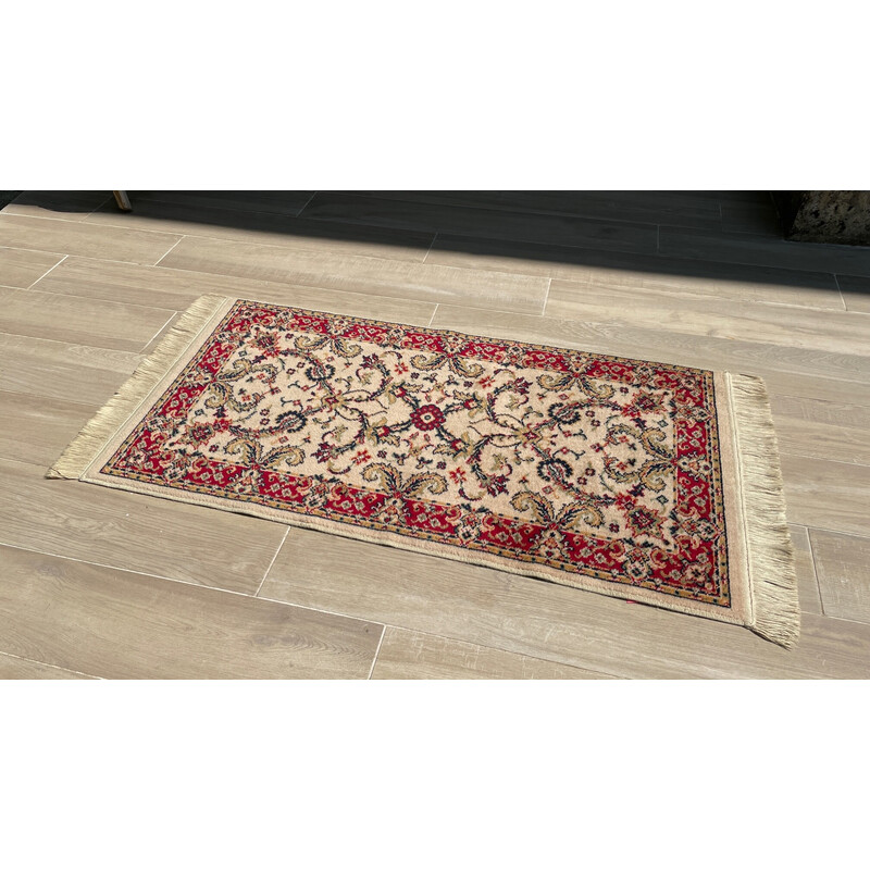 Vintage Persian rug in pure beige wool