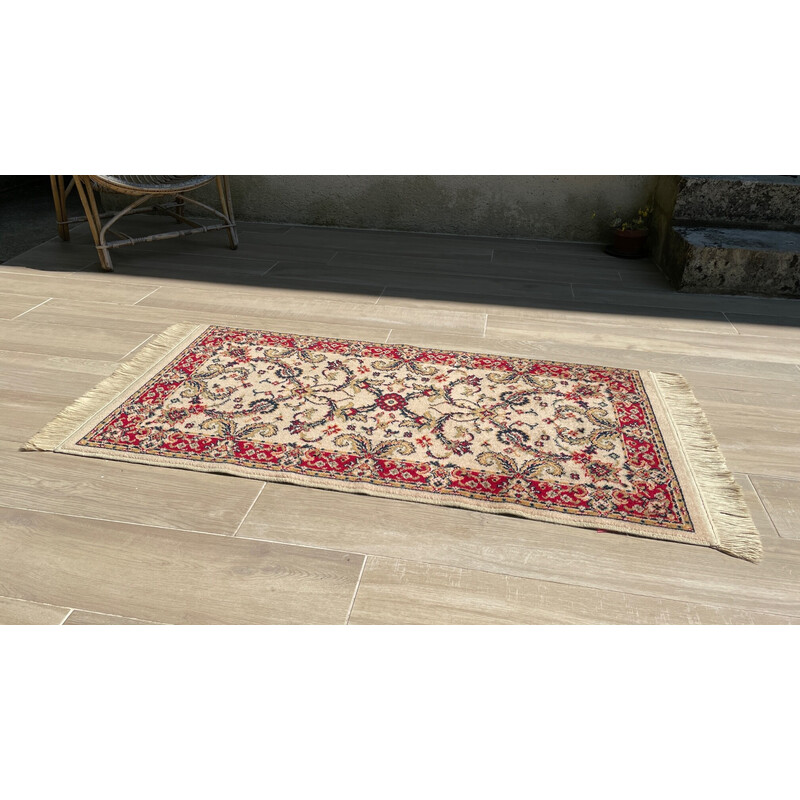 Vintage Persian rug in pure beige wool