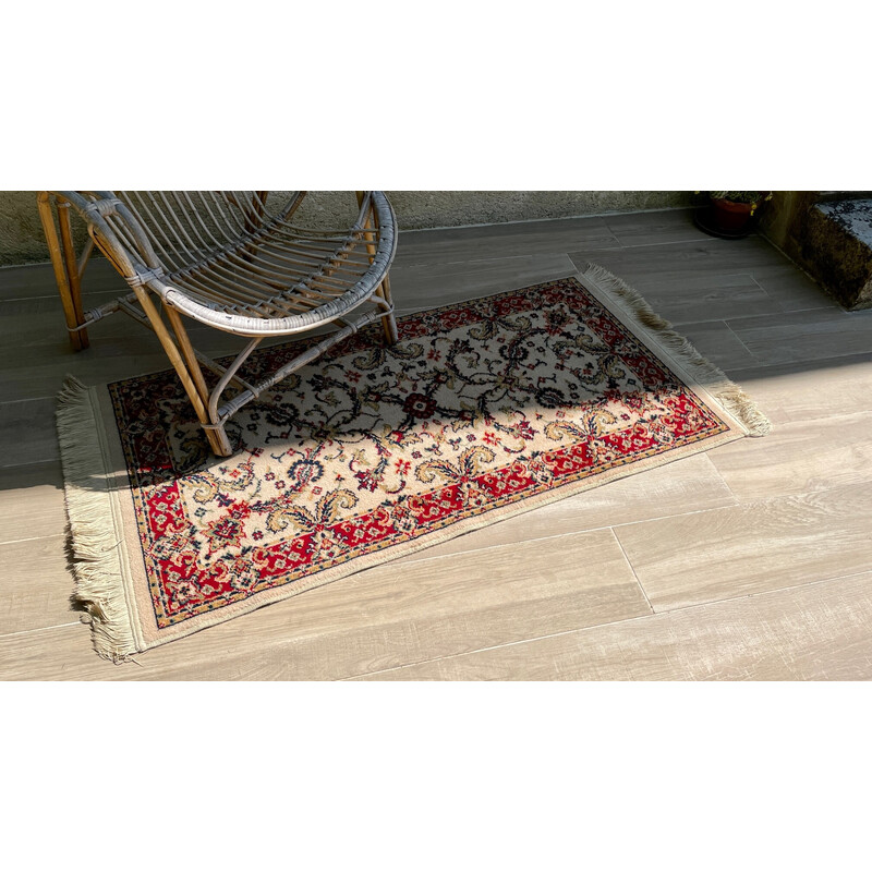 Vintage Persian rug in pure beige wool