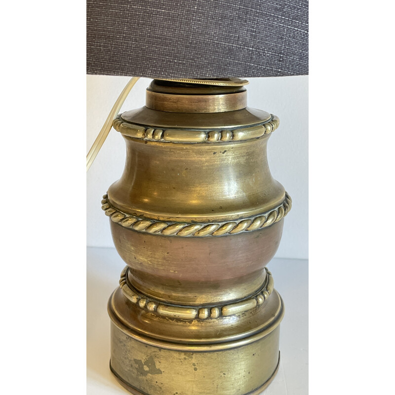 Vintage lamp in brass and fabric