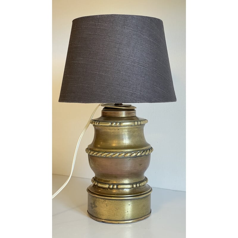 Lampada vintage in ottone e tessuto