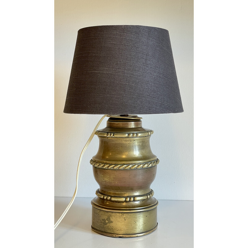 Vintage lamp in brass and fabric