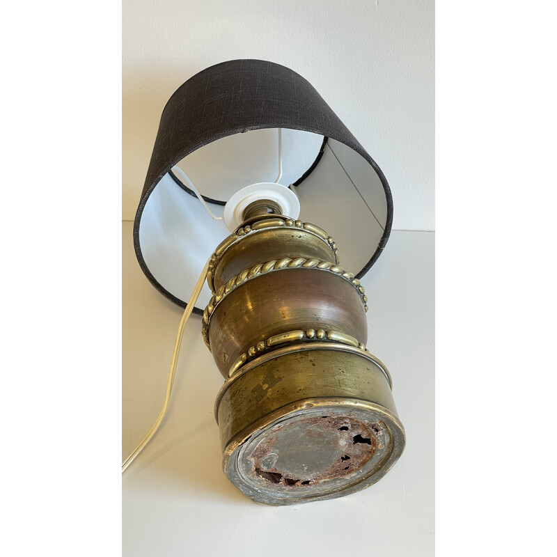 Lámpara vintage de latón y tela
