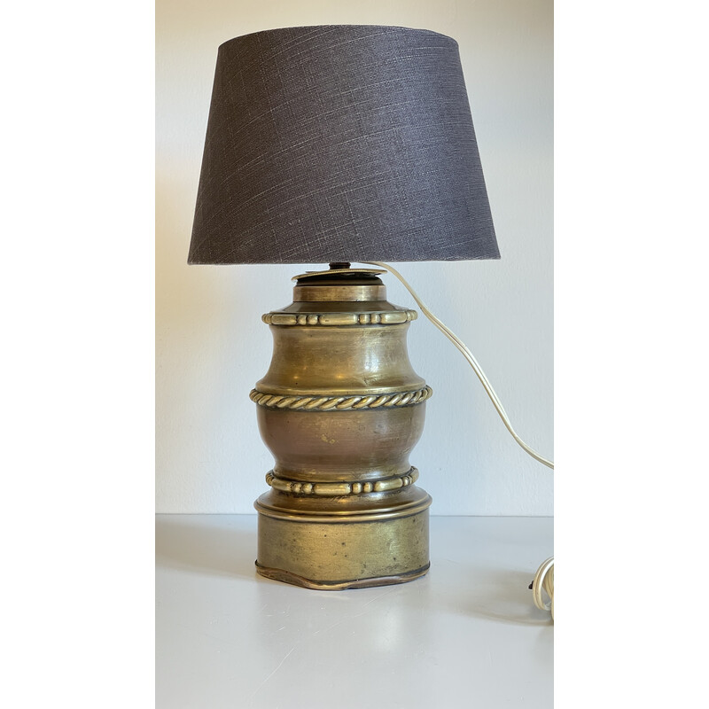 Lampe vintage en laiton et tissu