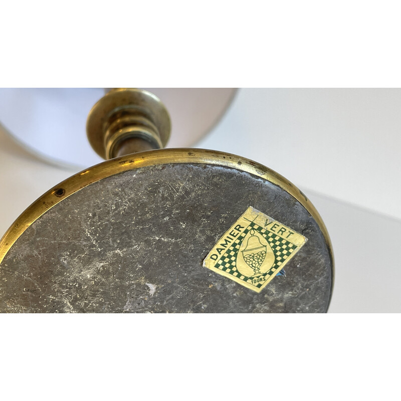 Lámpara vintage de latón macizo y tela