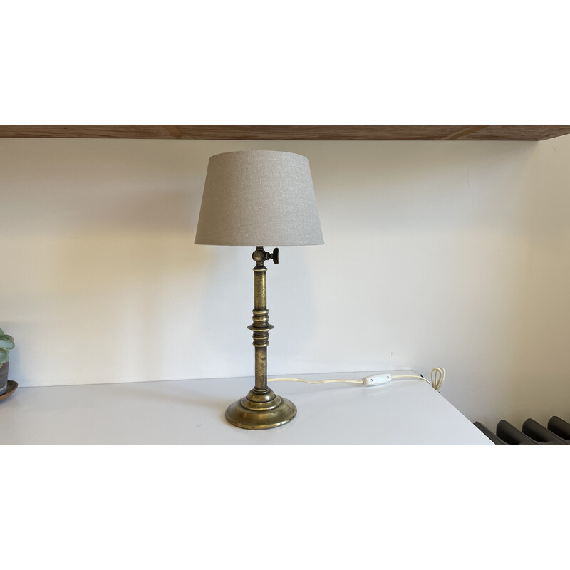 Vintage lamp in solid brass and fabric