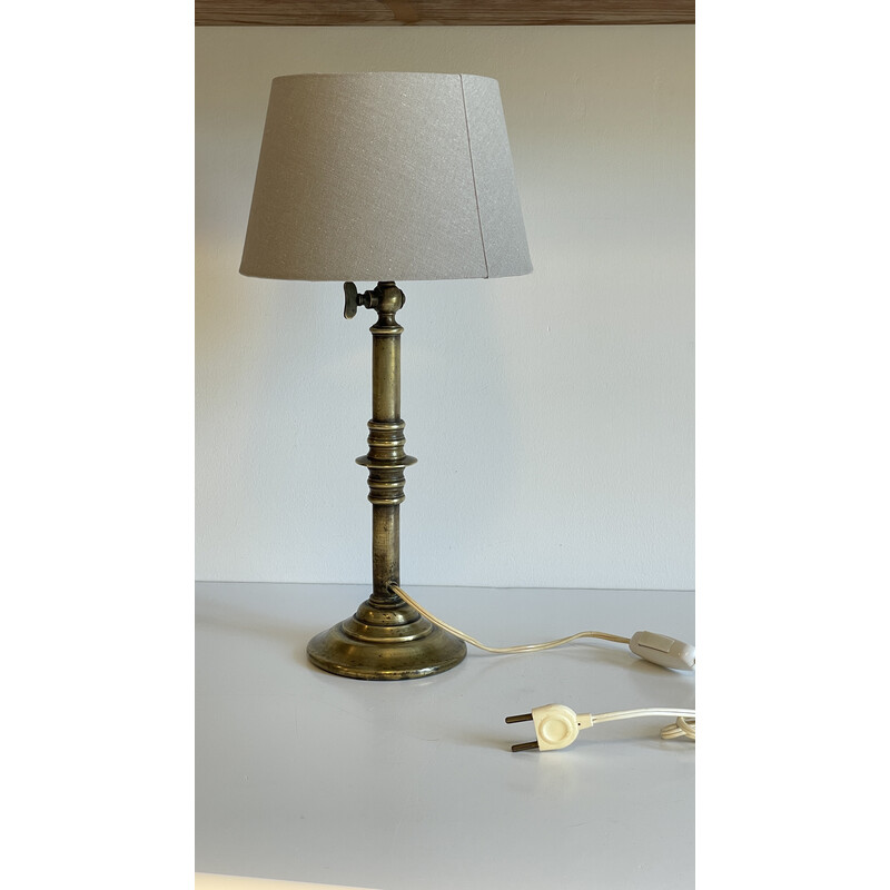Vintage lamp in massief messing en stof