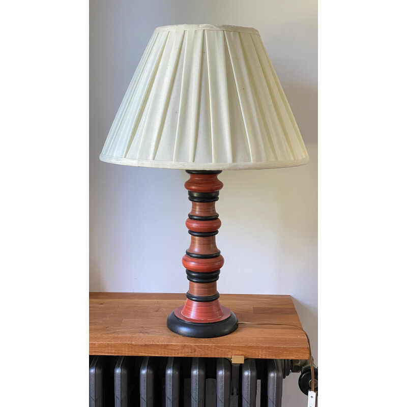 Lampada vintage in legno tornito