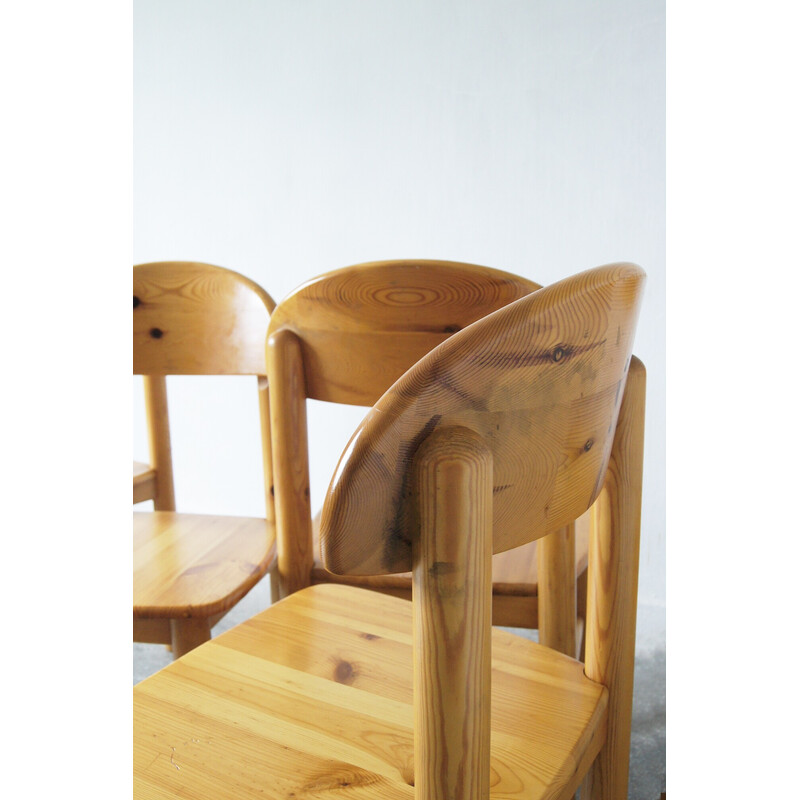 Set van 6 vintage Brutalistische grenenhouten eetkamerstoelen van Rainer Daumiller voor Hirtshals Savvaerk