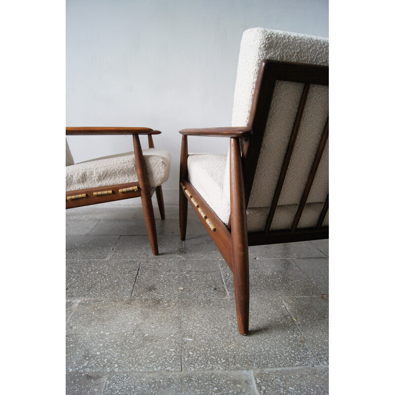 Paire de fauteuils danois vintage en teck avec rembourrage
