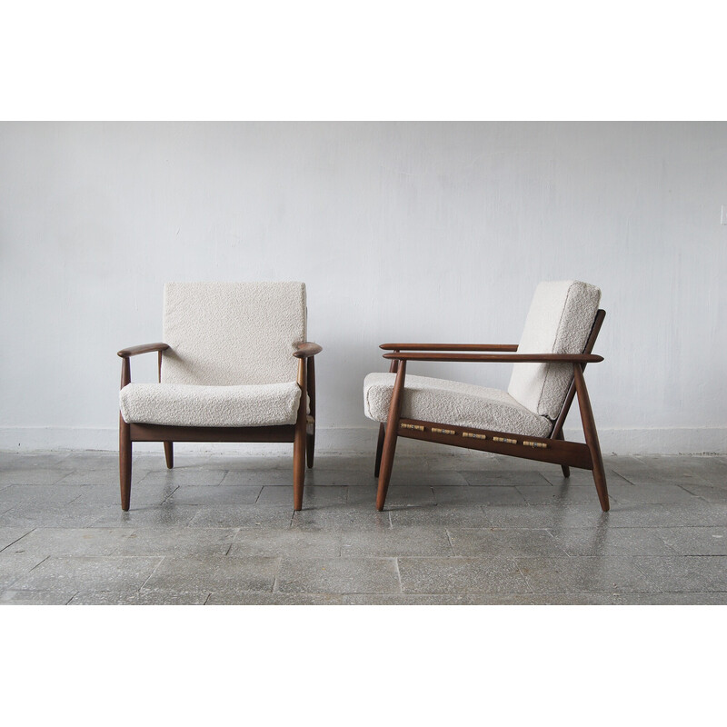 Dänisches Vintage-Sesselpaar aus Teakholz mit Polsterung