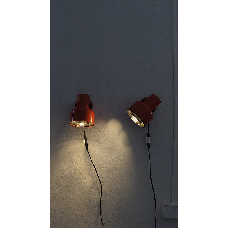 Pareja de lámparas de pared minimalistas de mediados de siglo de Håkan Fransson para Fagerhult, 1969