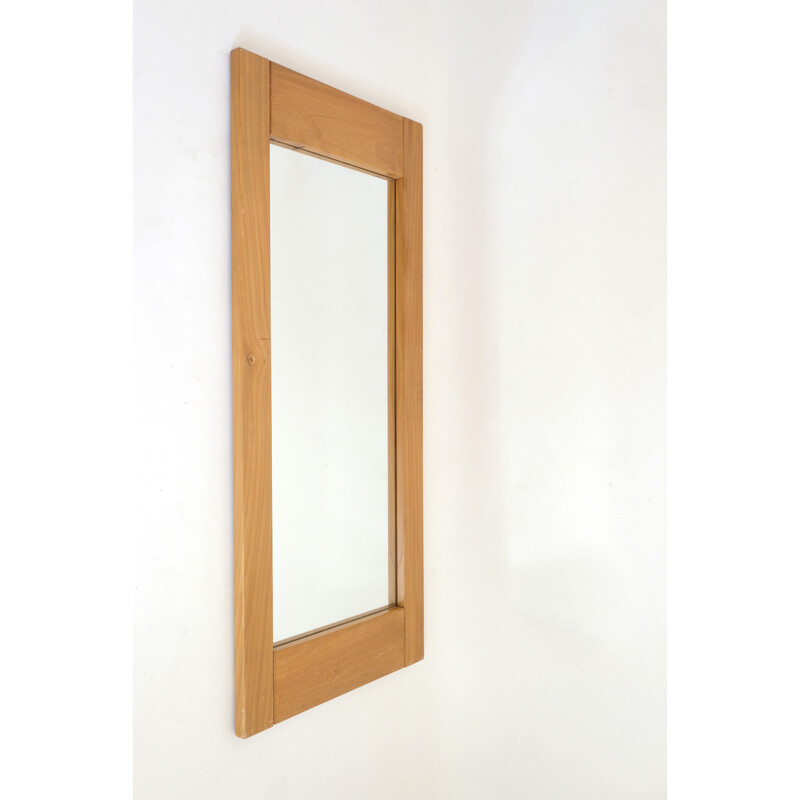 Vintage solid pine mirror by Maison Regain, 1980