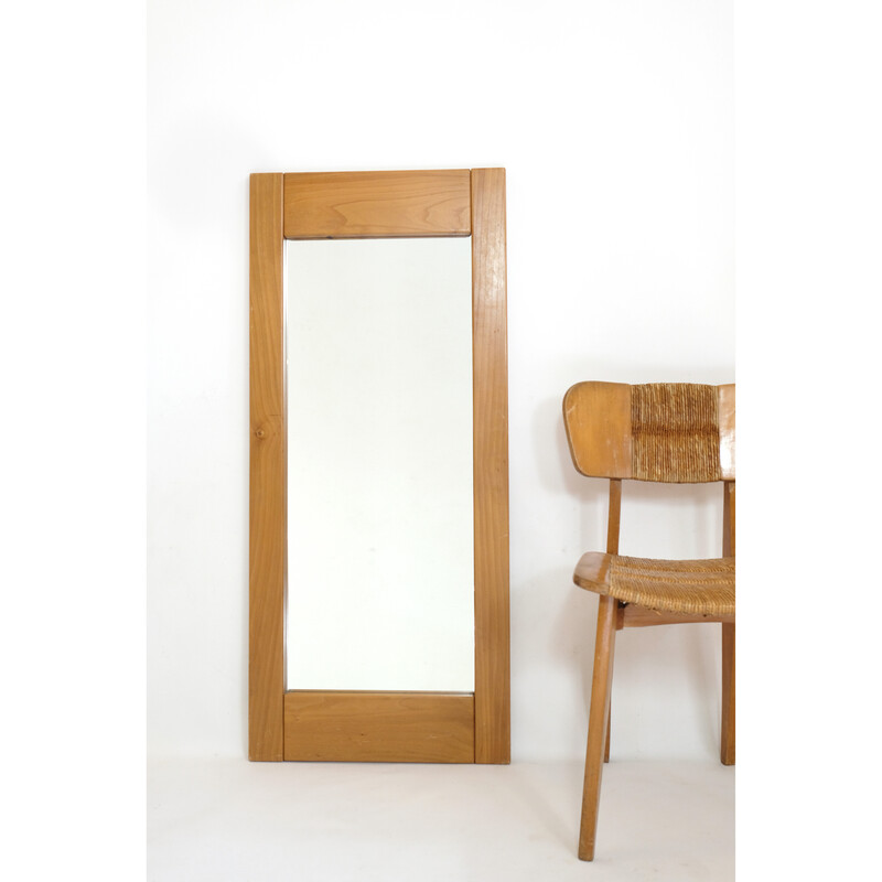 Vintage solid pine mirror by Maison Regain, 1980