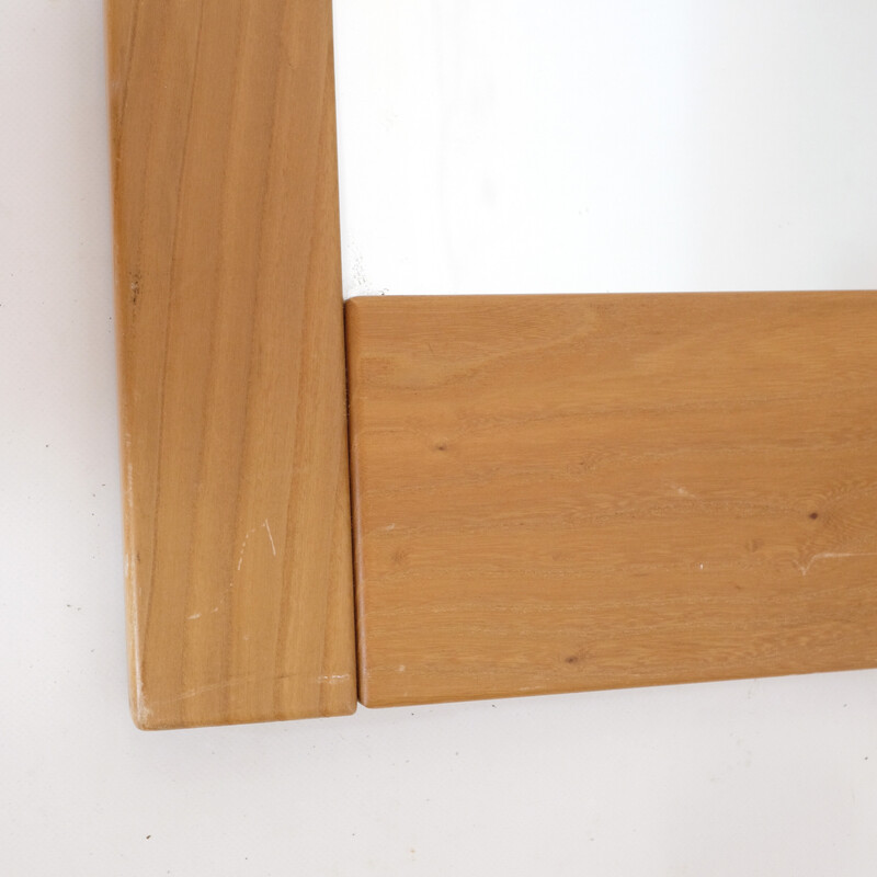 Vintage solid pine mirror by Maison Regain, 1980