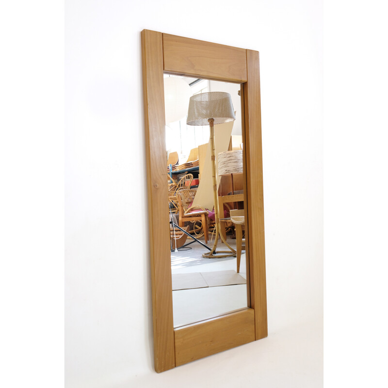 Vintage solid pine mirror by Maison Regain, 1980