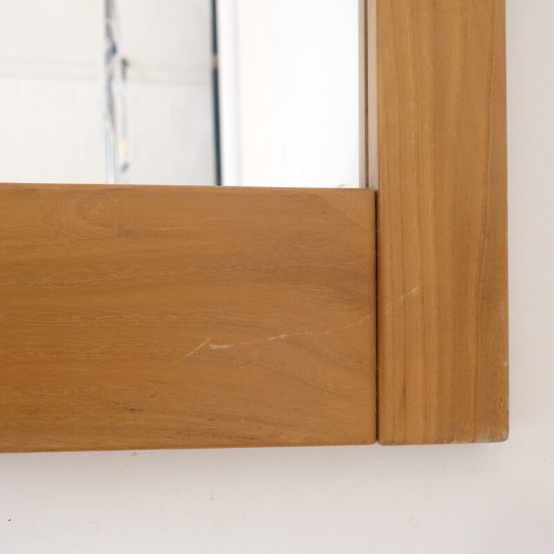 Vintage solid pine mirror by Maison Regain, 1980