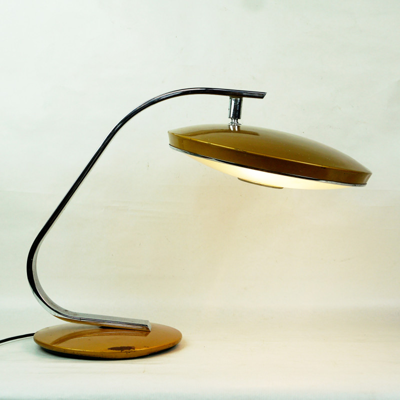 Vintage goudbruine Spaanse bureaulamp mod. 520 van Fase Madrid, 1960