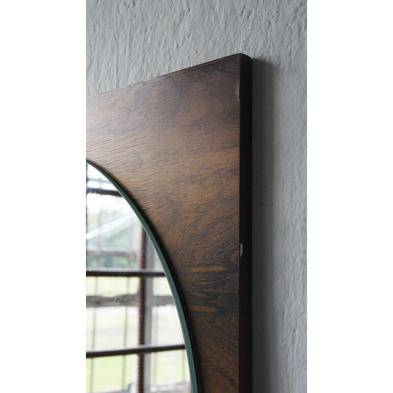 Miroir mural vintage en placage de palissandre