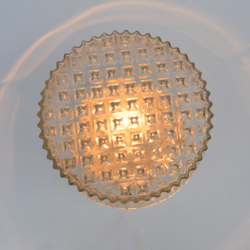 Vintage glass ceiling lamp by Dolin Leuchten, Germany 1970s