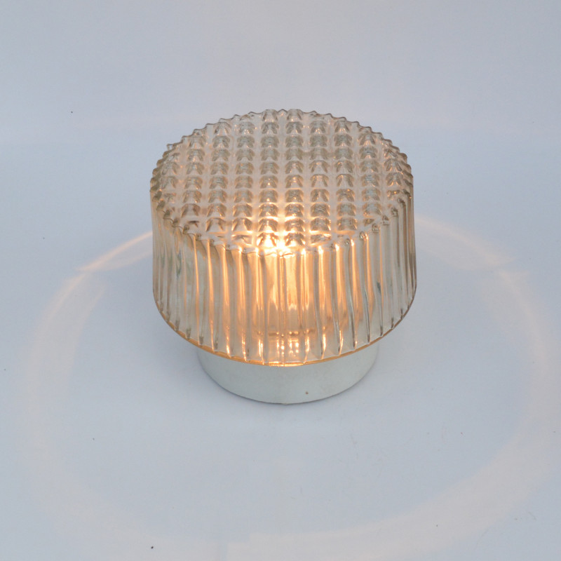 Vintage glass ceiling lamp by Dolin Leuchten, Germany 1970s
