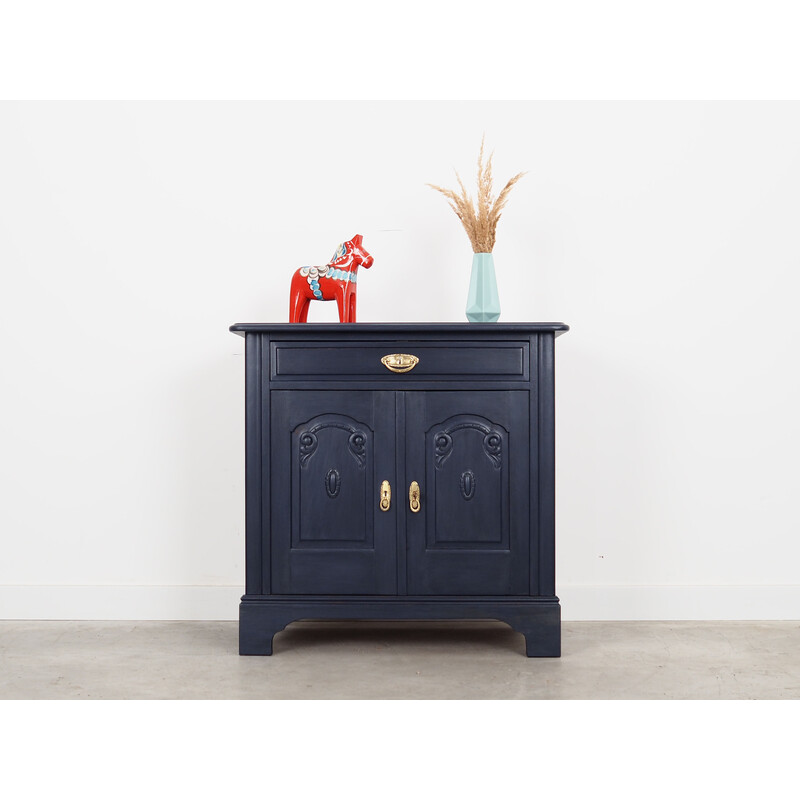 Vintage dark blue oakwood chest of drawers, Denmark 1960s