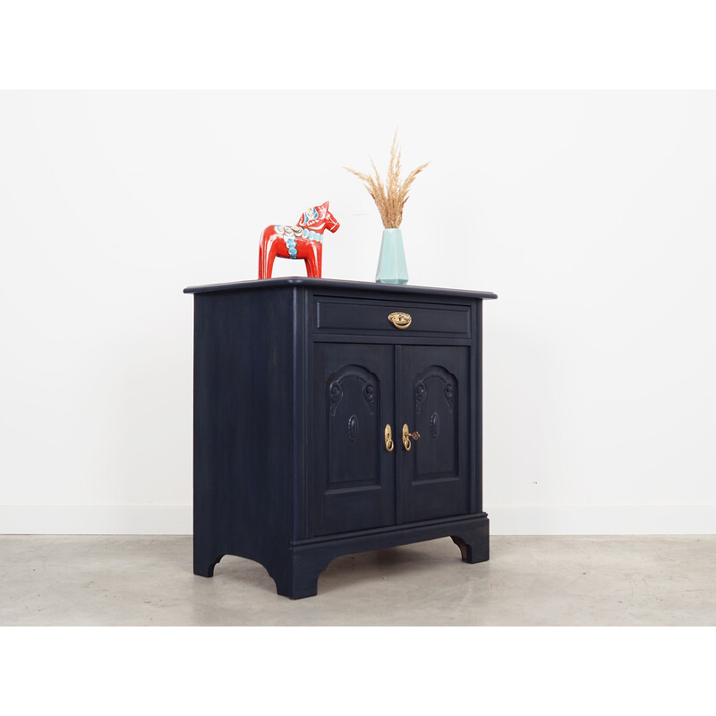 Vintage dark blue oakwood chest of drawers, Denmark 1960s