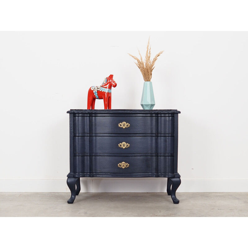 Vintage dark blue oakwood chest of drawers, Denmark 1960s