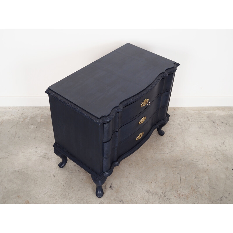 Vintage dark blue oakwood chest of drawers, Denmark 1960s