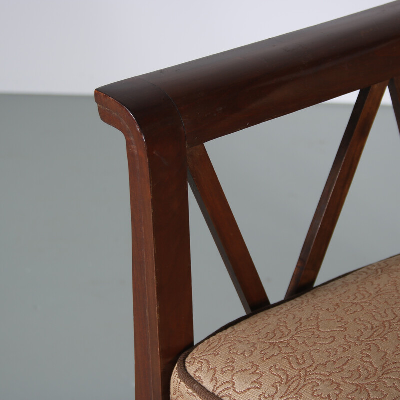 Vintage-Sessel aus braunem, gebogenem Holz mit Polsterung, Frankreich 1950