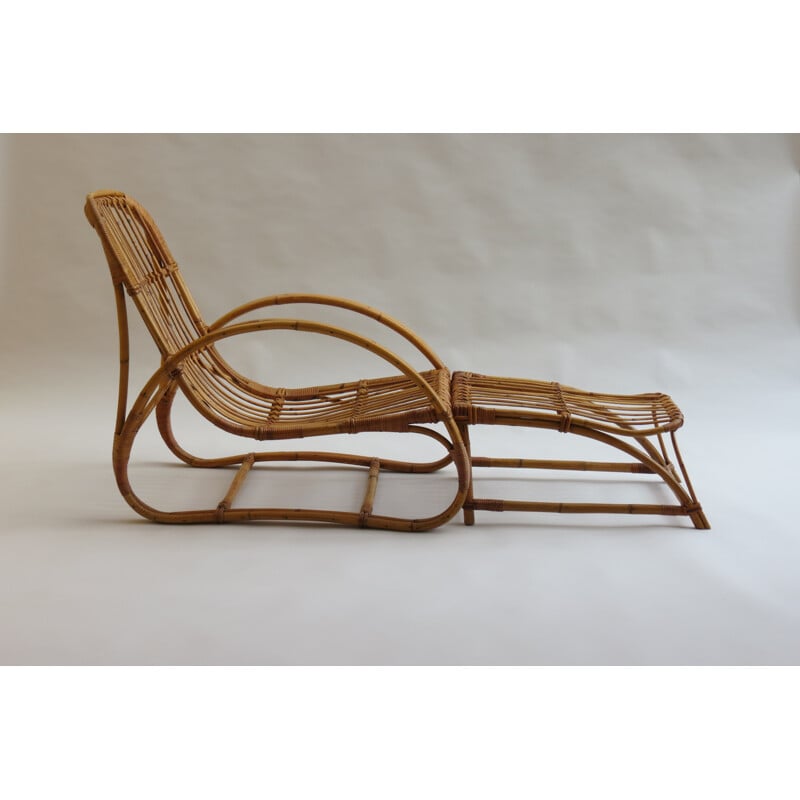 "Invincible" Cane lounge chair and footstool by Angraves - 1960s